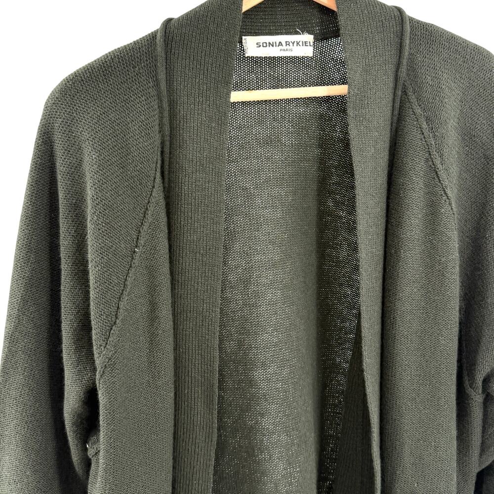 Sonia Rykiel Dark Forest Green 100% Wool Oversized Open Front Cardigan - Picture 2 of 7